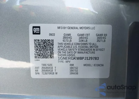 2023 Chevrolet Traverse Fwd Lt Cloth z USA, uszkodzony, nr VIN 1GNERGKW8PJ129783